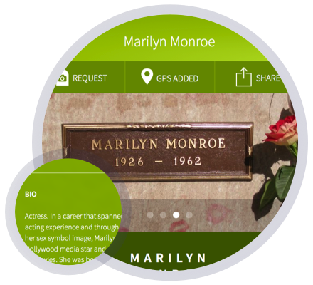 Marilyn Monroe memorial on the app
